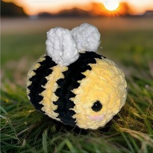 Yellow Bee Crochet Plushie with Blush